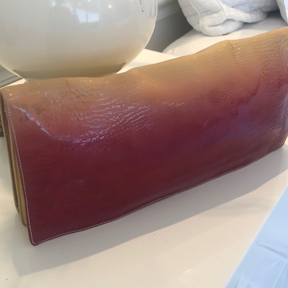 PRADA patented leather OMBRÉ clutch.